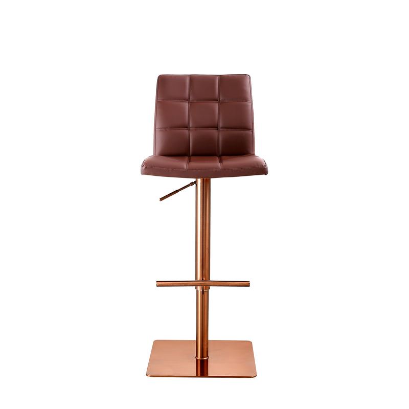 Felipe - Rose Gold - Vintage Brown - Bar Stool - front view 