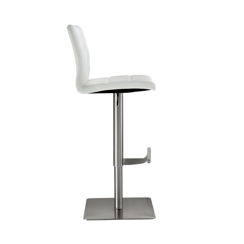 Felipe - Silver Steel - Ice White - Bar Stool - side view