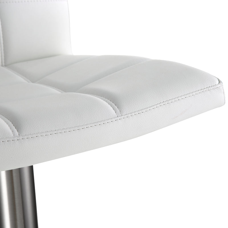 Felipe - Silver Steel - Ice White - Bar Stool - seat view