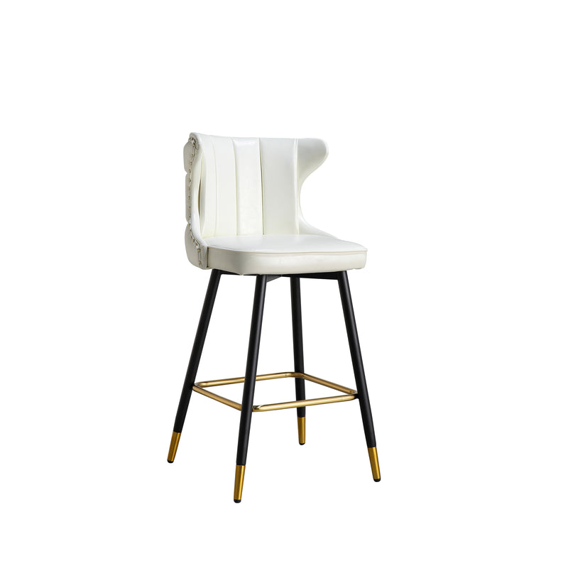 Enrique - Pearl White - Bar Stool - side angled view