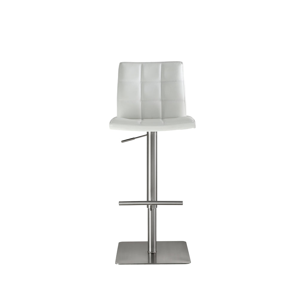 Felipe - Silver Steel - Ice White - Bar Stool - Front view