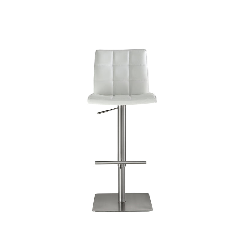 Felipe - Silver Steel - Ice White - Bar Stool - Front view